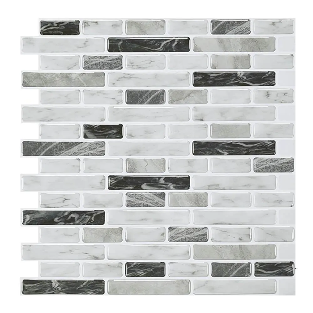 Gray Tone Marble Mosaic Peel and Stick Backsplash Tile