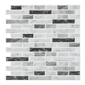 Gray Tone Marble Mosaic Peel and Stick Backsplash Tile