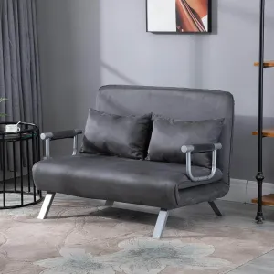 Grey Faux Suede Folding Convertible Sleeper Sofa Bed