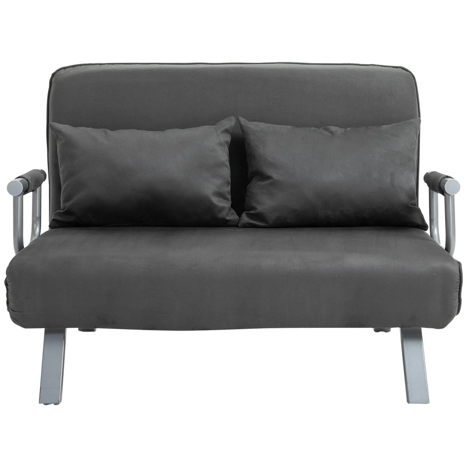 Grey Faux Suede Folding Convertible Sleeper Sofa Bed