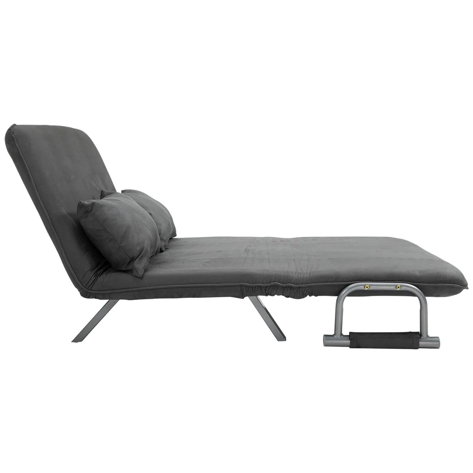 Grey Faux Suede Folding Convertible Sleeper Sofa Bed