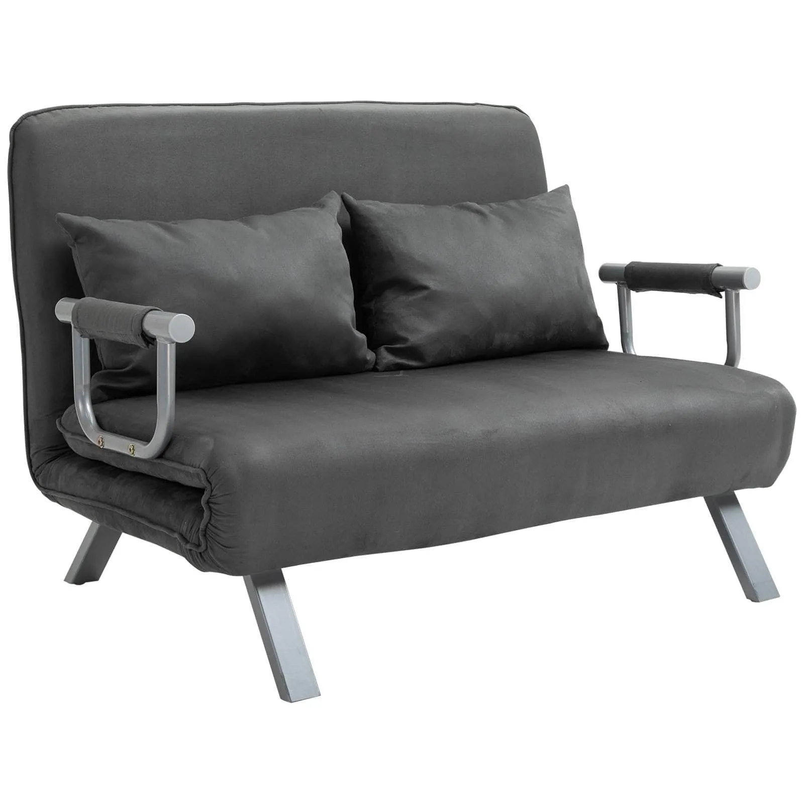 Grey Faux Suede Folding Convertible Sleeper Sofa Bed