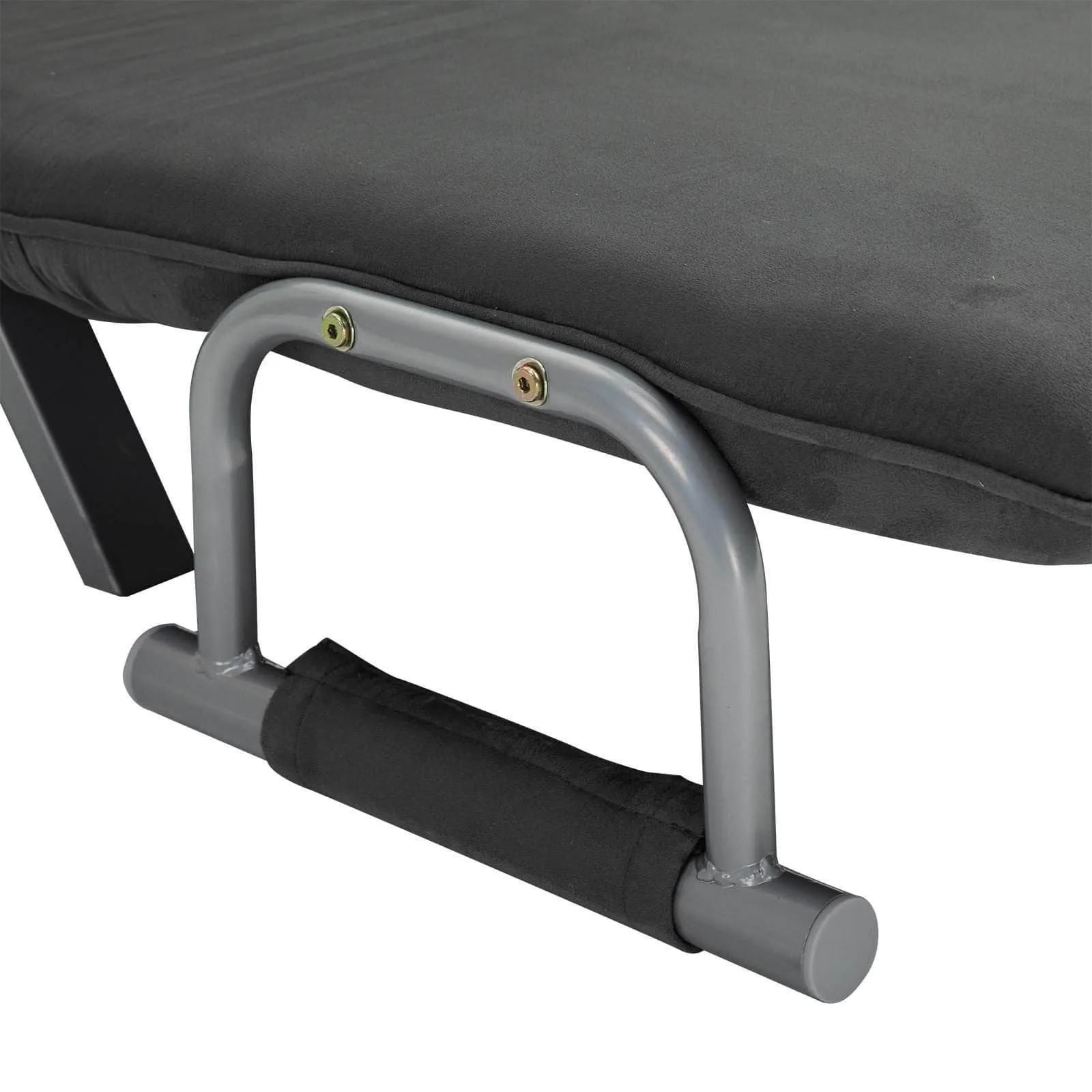 Grey Faux Suede Folding Convertible Sleeper Sofa Bed