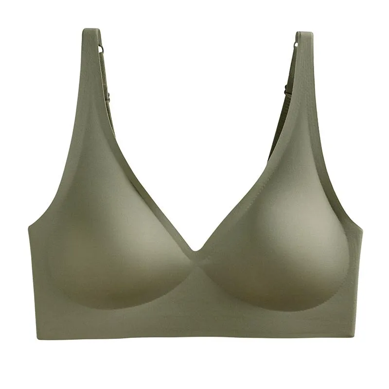 Japanese SUJI Invisible-button Black-technology Bra Non-trace Underwear Ladies No Steel Ring Small Chest Gathered Adjustment