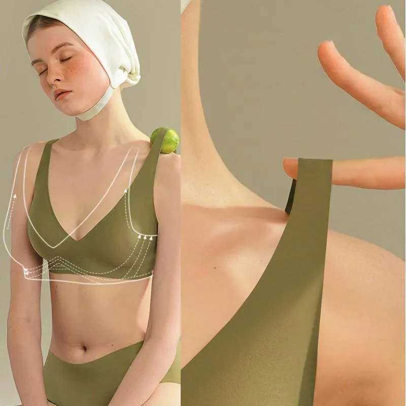 Japanese SUJI Invisible-button Black-technology Bra Non-trace Underwear Ladies No Steel Ring Small Chest Gathered Adjustment