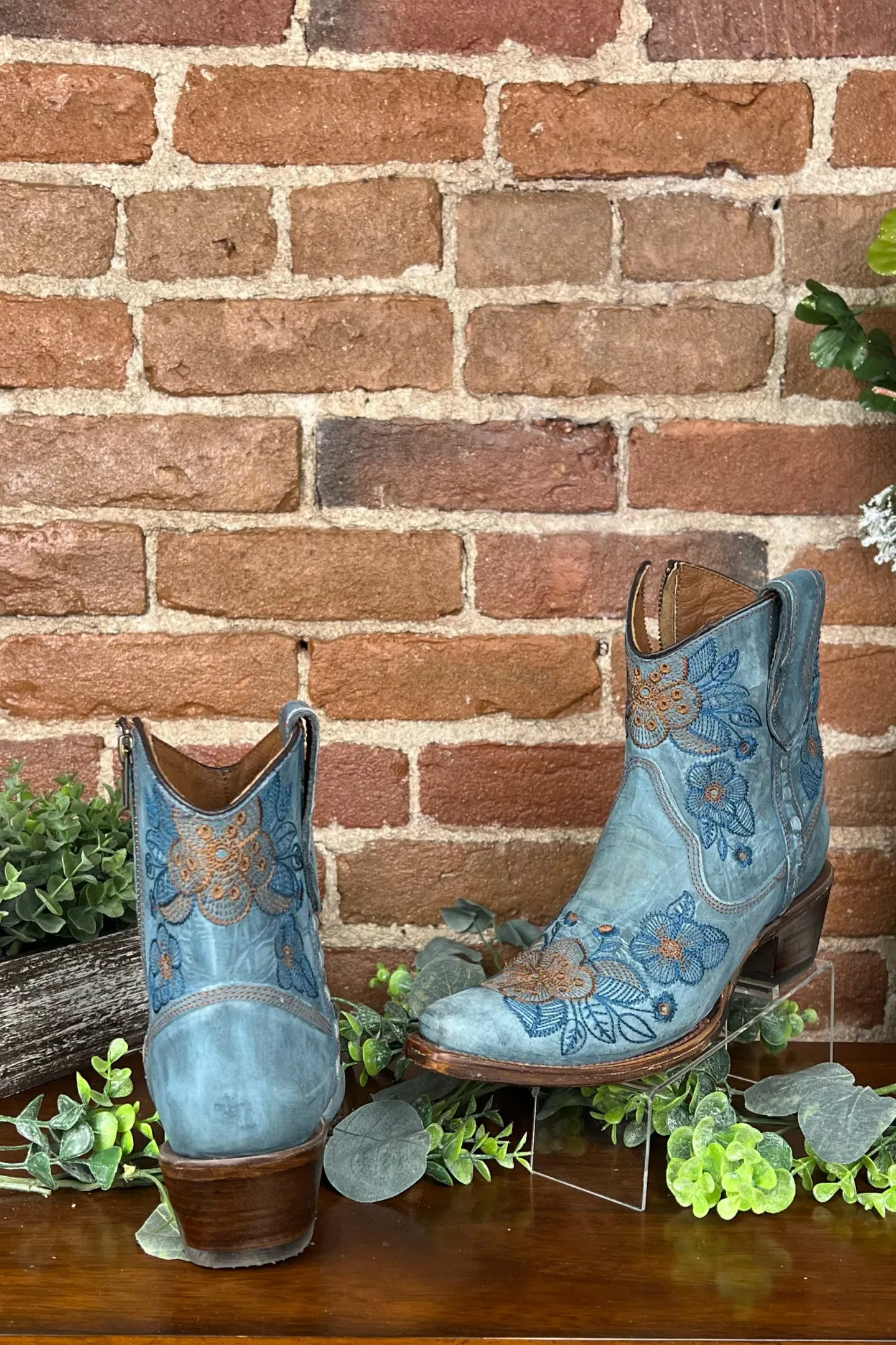 Ladies Flower Embroidered Ankle Circle G Boot by Corral Boots