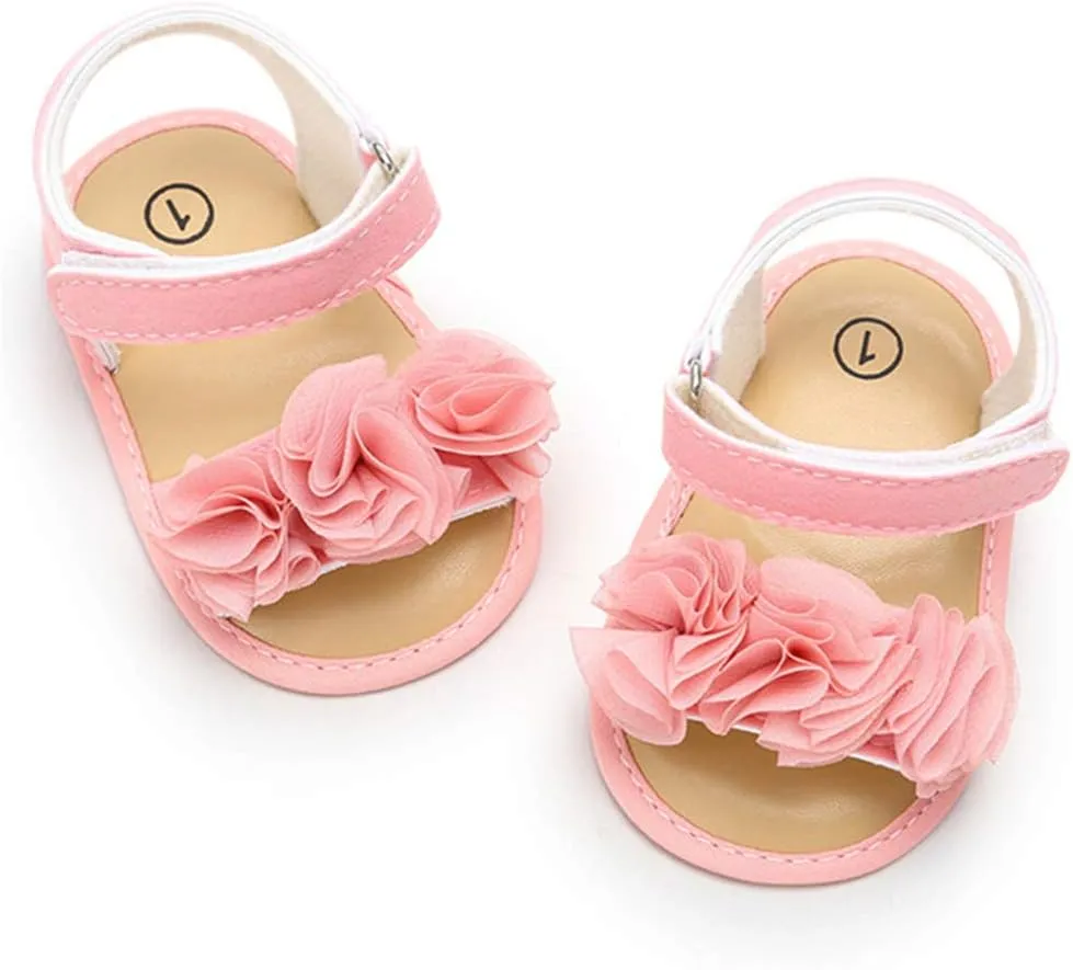 LAFEGEN Infant Baby Girls Summer Sandals Newborn Toddler First Walker Crib Dress Shoes