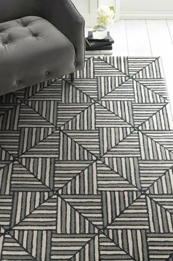 Libby Langdon Upton 4304 Navy/Charcoal Diagonal Tile Area Rug