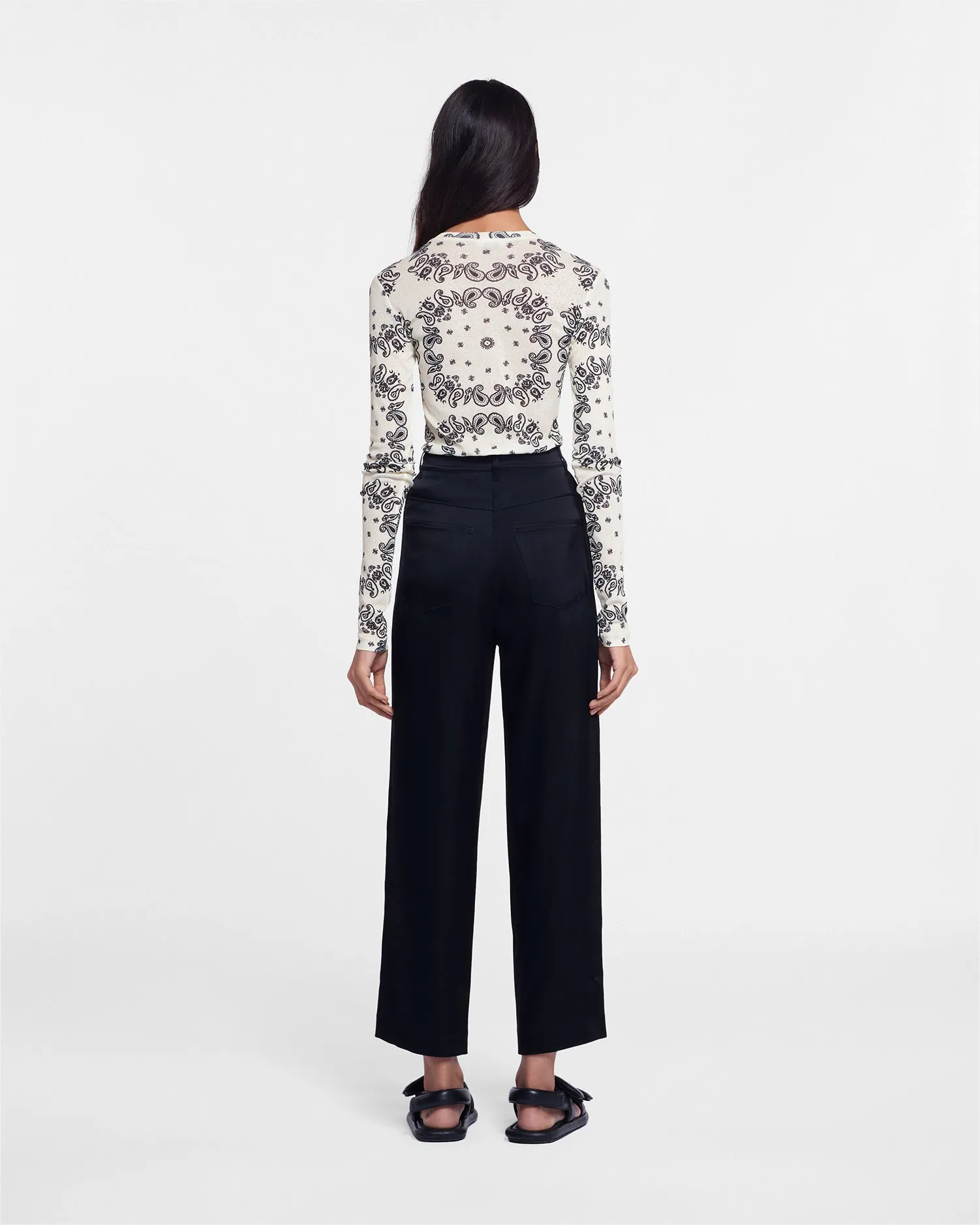 Marfa - Wide Leg Satin Pants - Black