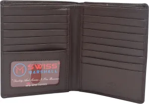 MARSHAL RFID Blocking Bifold Hipster Credit Card Wallet Premium Lambskin Leather (CN Brown)