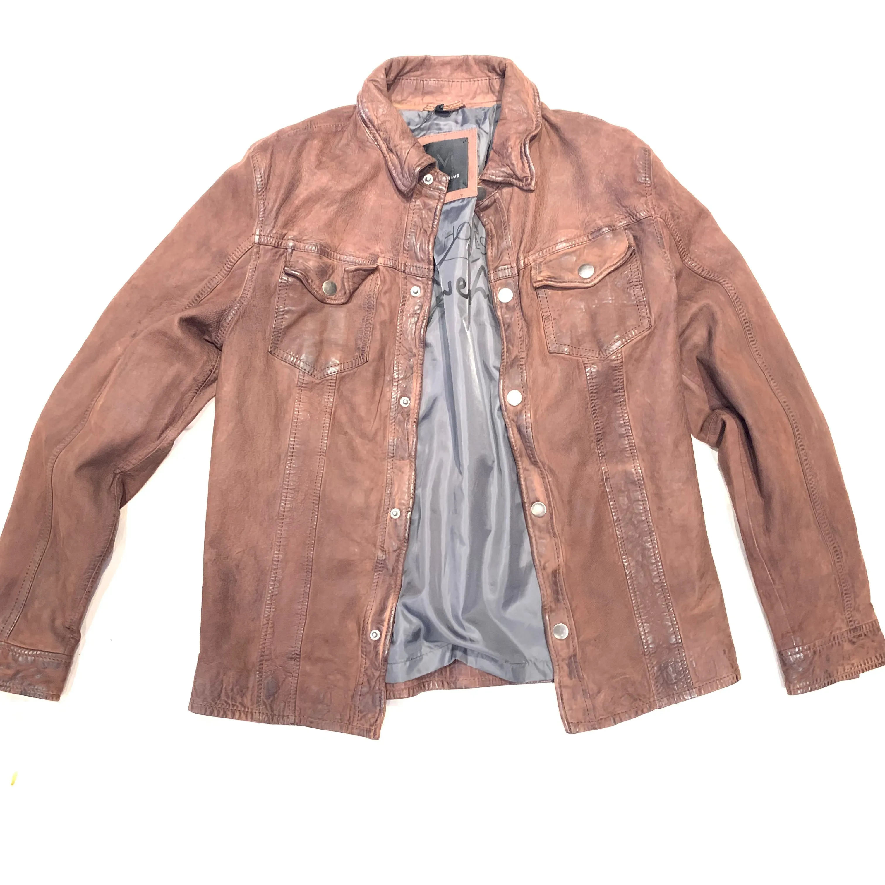 Mauritius Men's Wax Suede Leather Button-Up Jacket