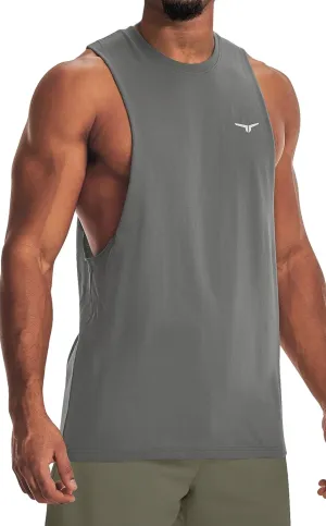 Men's Belief Drop Arm Tank Top Sleeveless Muscle T Shirts Gym Workout Stringers