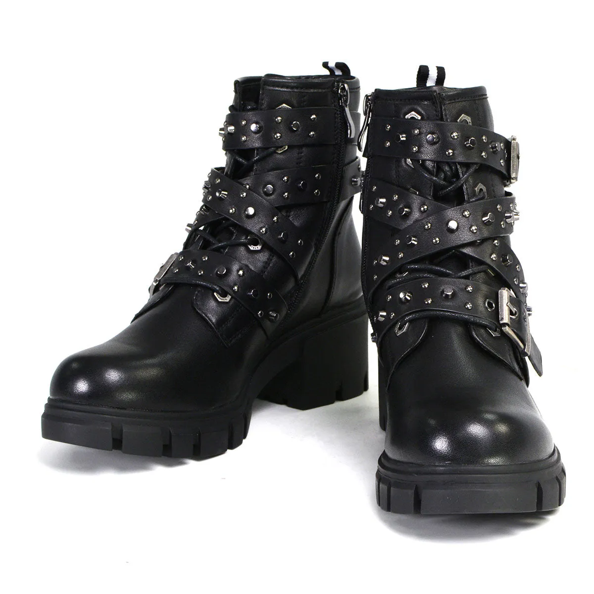 Milwaukee Leather Women's Bruiser Premium Black Leather Lace-Up