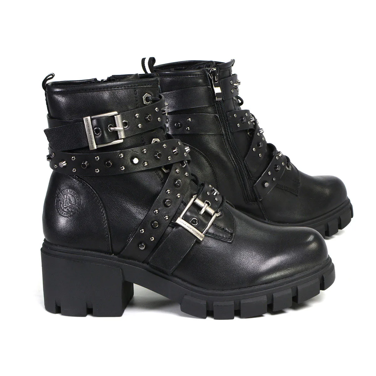 Milwaukee Leather Women's Bruiser Premium Black Leather Lace-Up