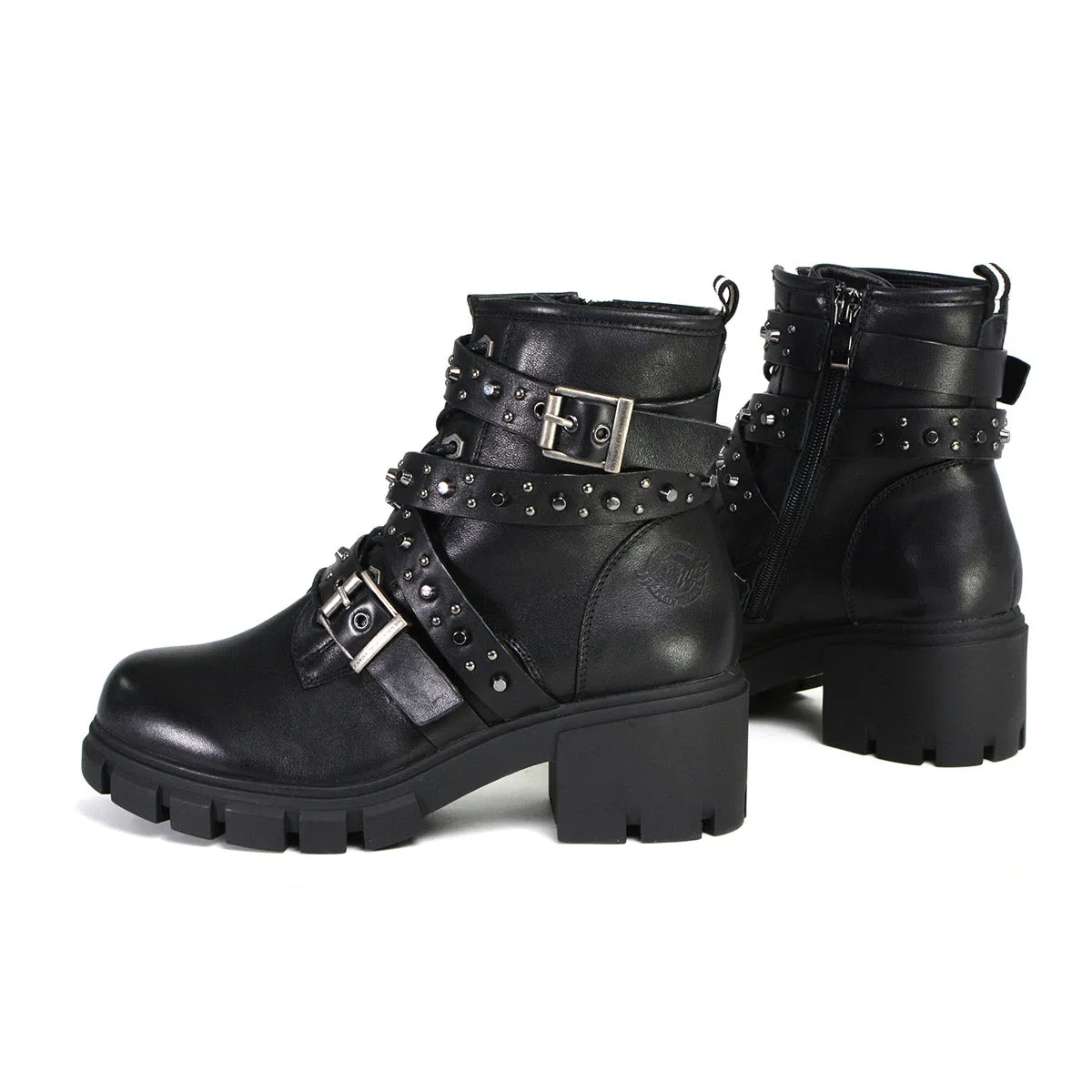 Milwaukee Leather Women's Bruiser Premium Black Leather Lace-Up