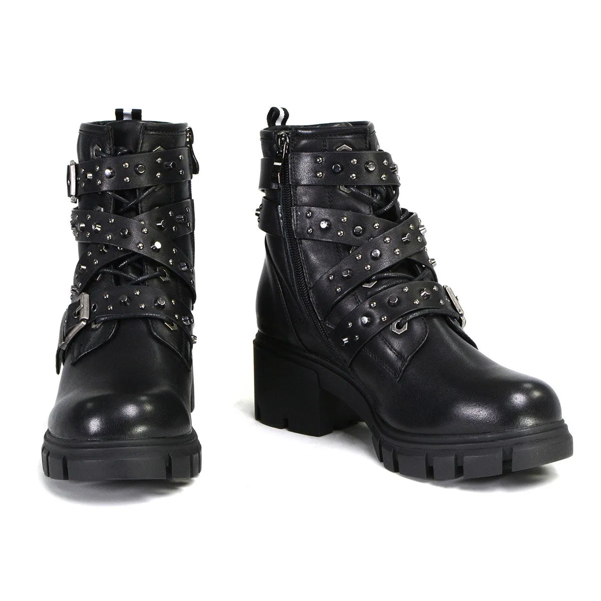 Milwaukee Leather Women's Bruiser Premium Black Leather Lace-Up