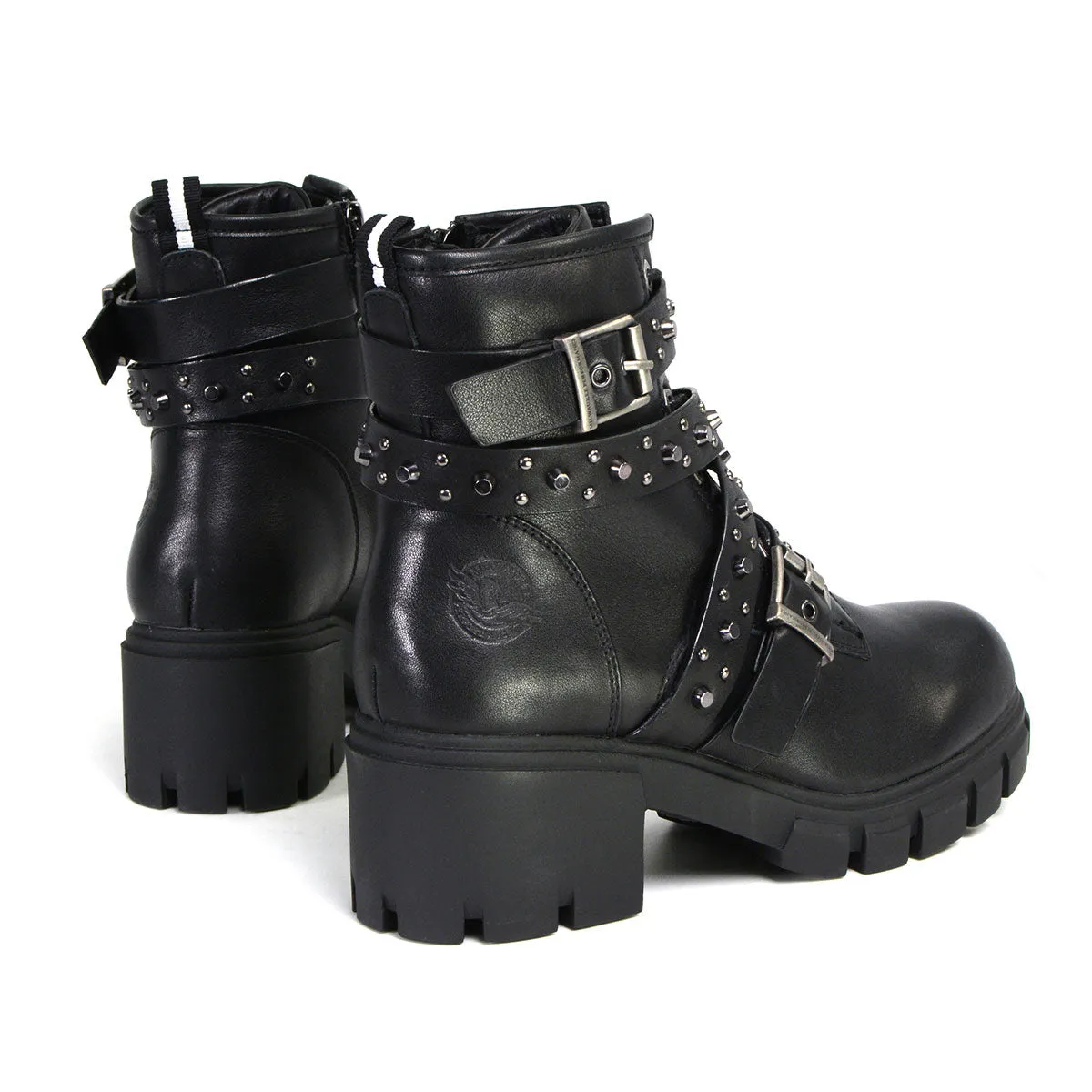 Milwaukee Leather Women's Bruiser Premium Black Leather Lace-Up