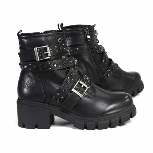 Milwaukee Leather Women's Bruiser Premium Black Leather Lace-Up