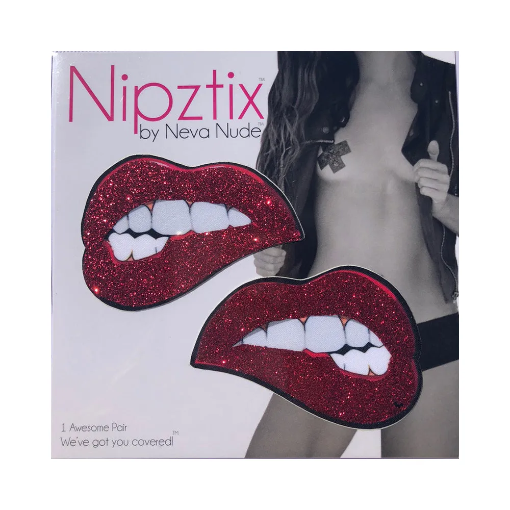 Neva Nude Pasty Bite Me Lips Glitter Red