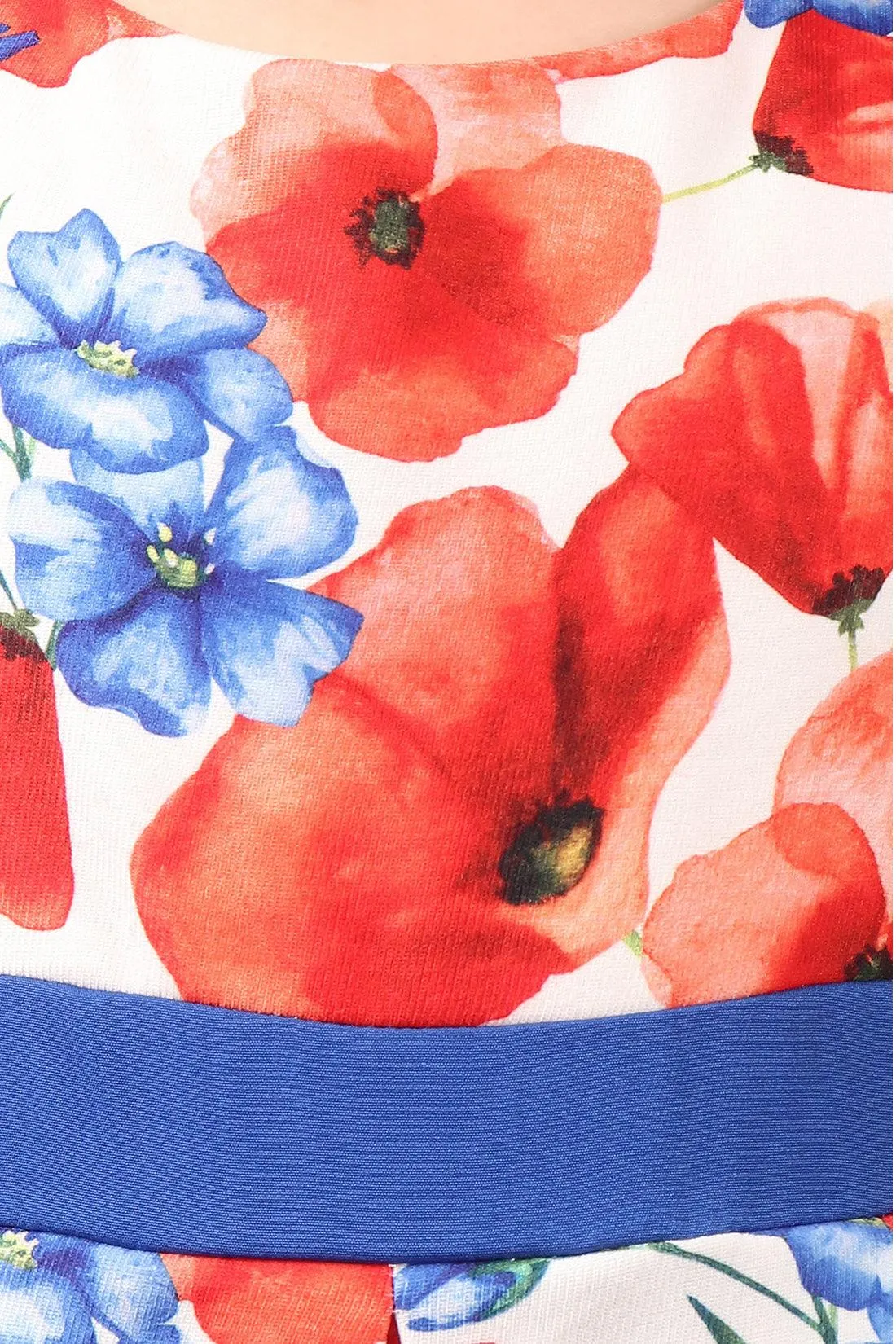 One Friday Kids Girls Floral Printed Fit & Flare Bow Dress