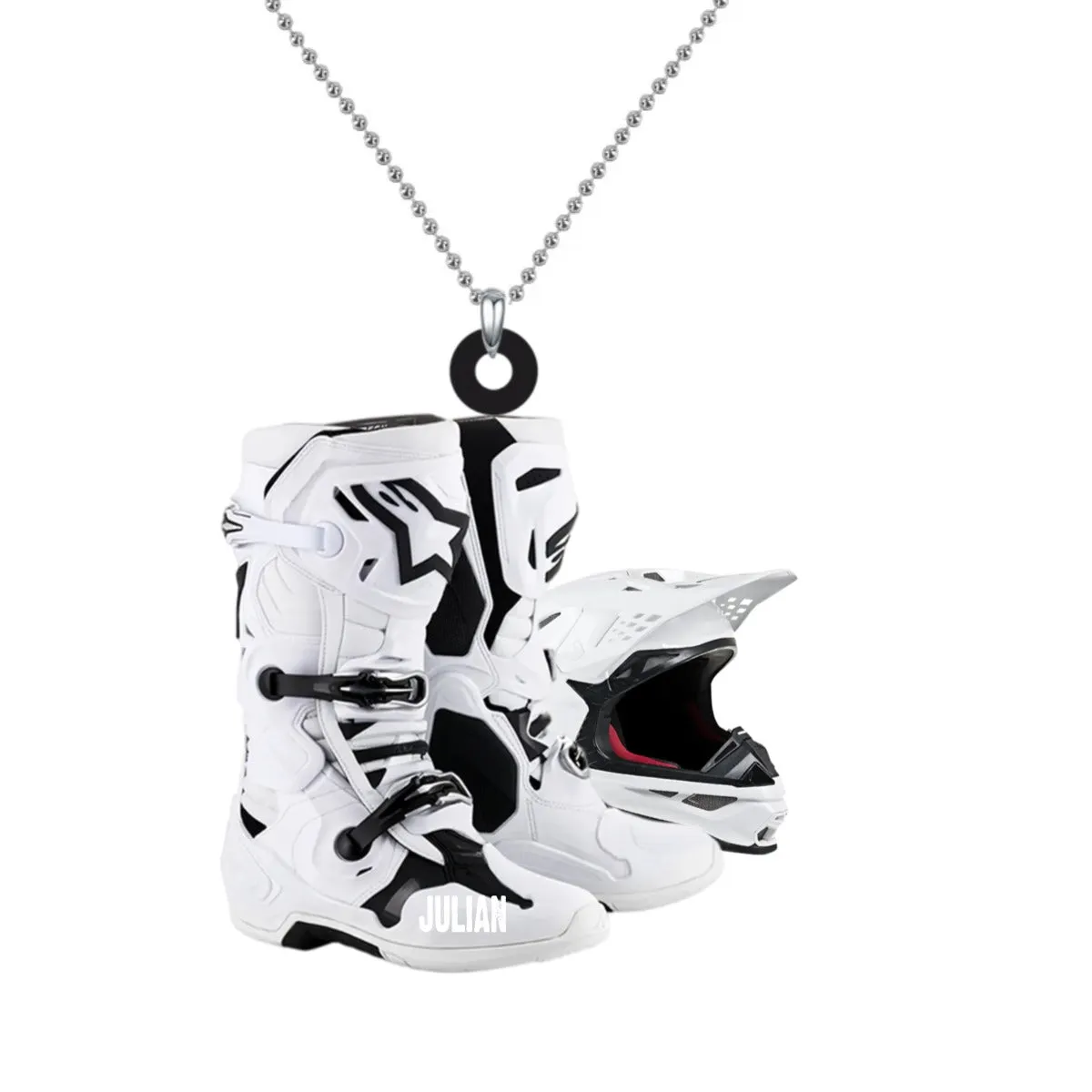 Personalized Motocross Boots Helmet Car Hanging Ornament, Motocross Boots Helmet Ornament