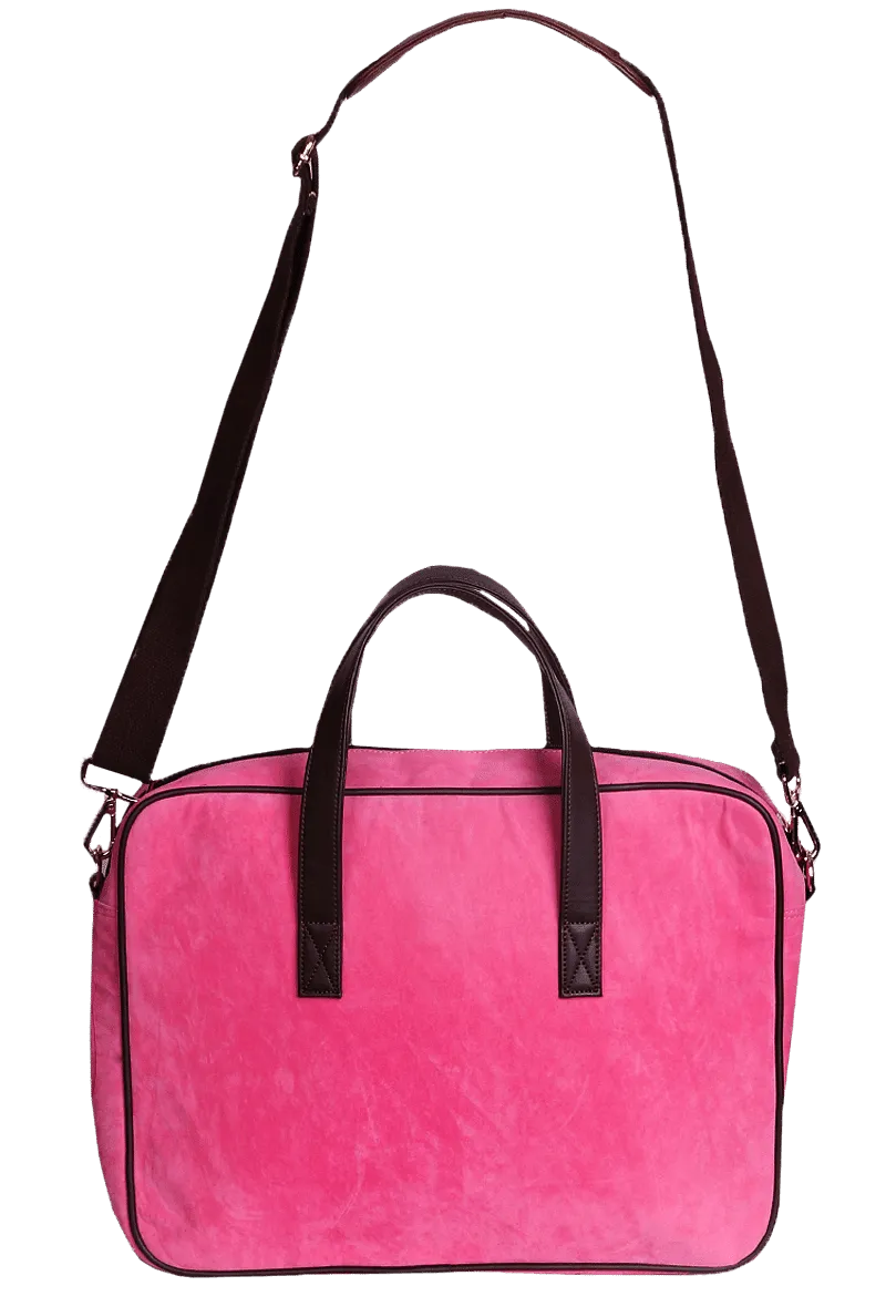 Pink Suede Kullu Patti Laptop Bag