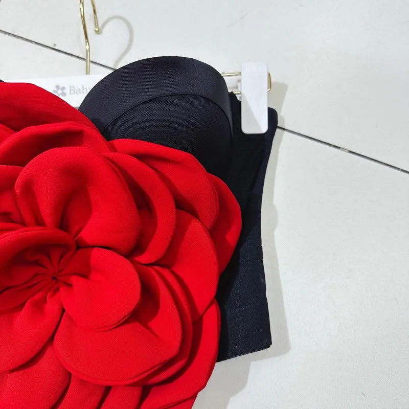 Pre Order: Big Red 3D Flower Corset