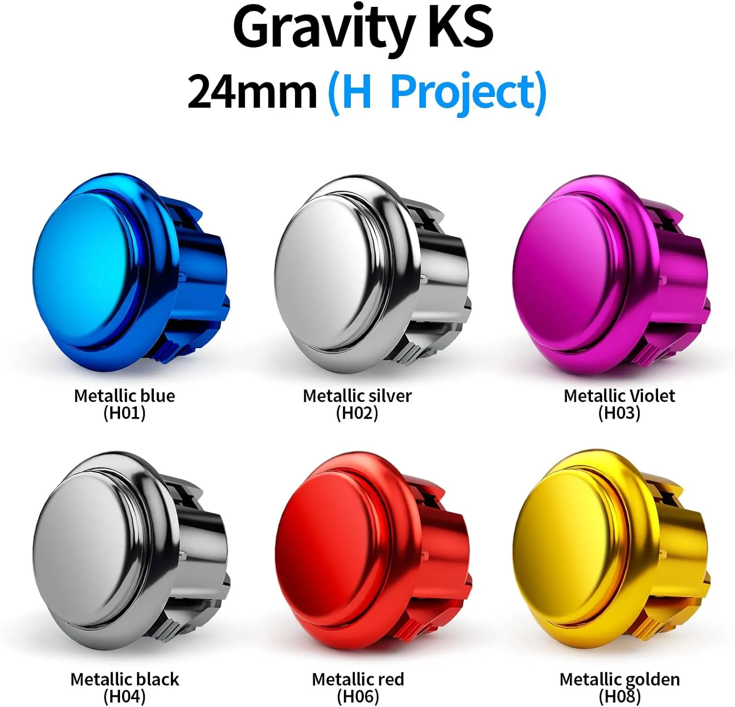 qanba Gravity KS Metallic Color Mechanical Arcade Buttons 30mm Snap-In Mechanical Pushbutton (Boxed (Black G04(8 pcs))