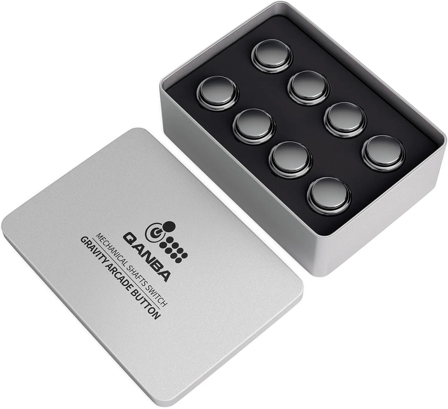 qanba Gravity KS Metallic Color Mechanical Arcade Buttons 30mm Snap-In Mechanical Pushbutton (Boxed (Black G04(8 pcs))