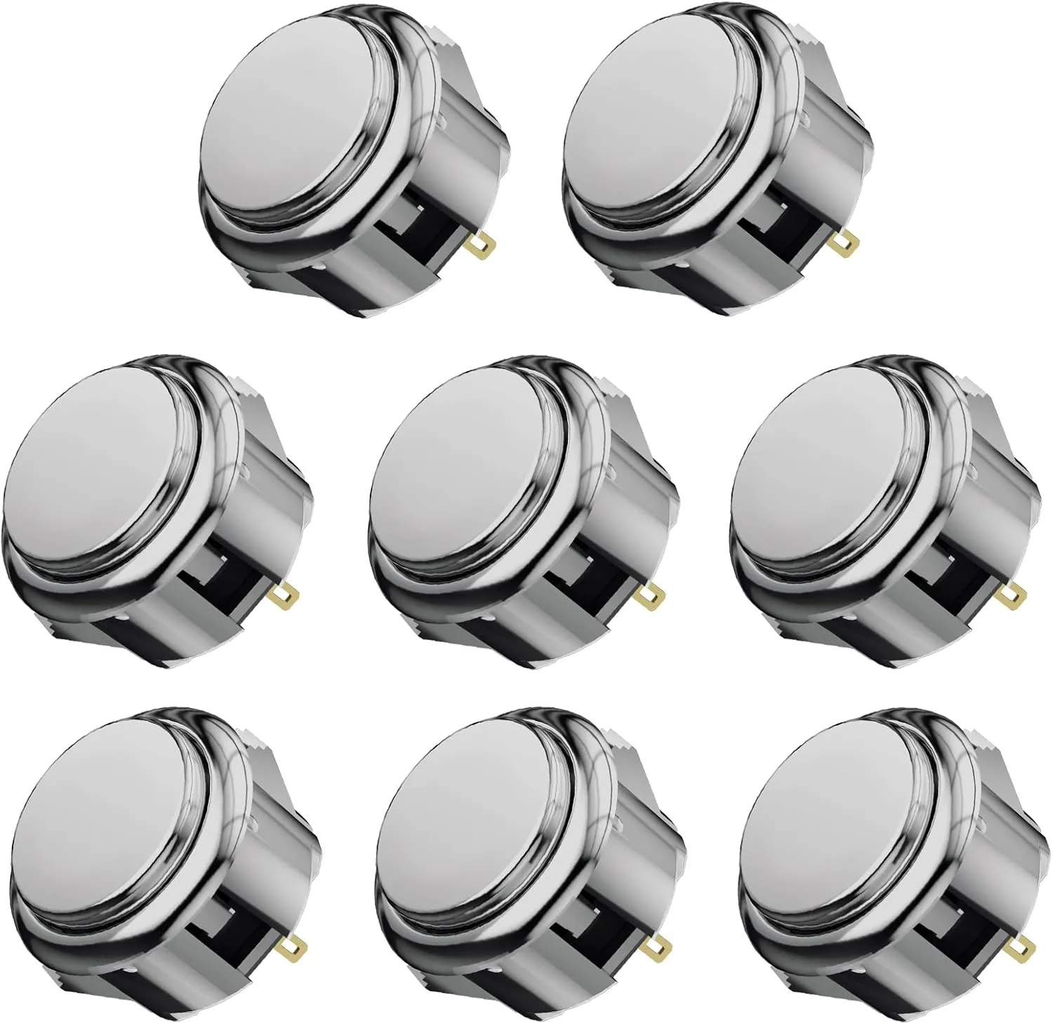 qanba Gravity KS Metallic Color Mechanical Arcade Buttons 30mm Snap-In Mechanical Pushbutton (Boxed (Black G04(8 pcs))