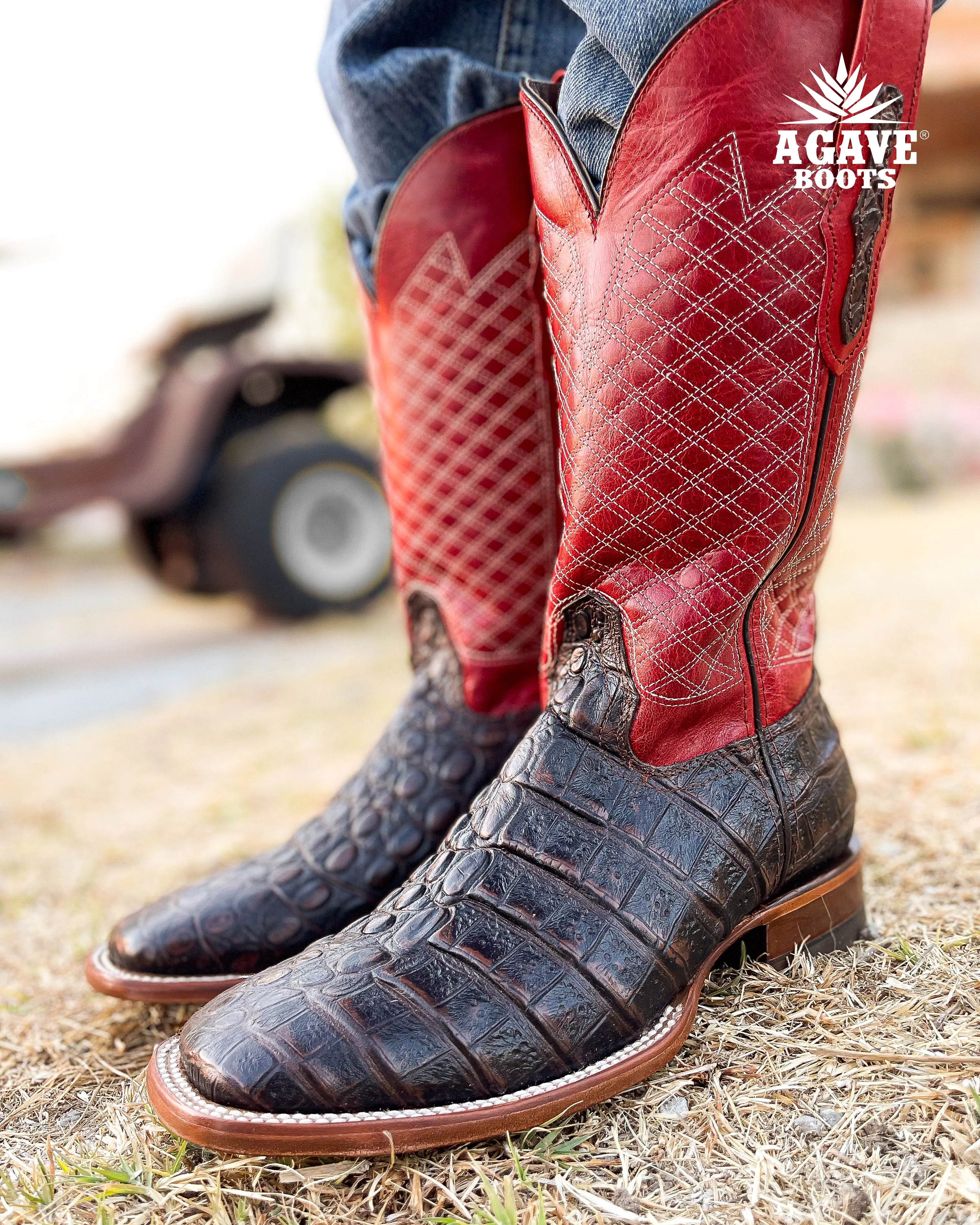 "RED" CAIMAN | MEN SQUARE TOE BOOTS