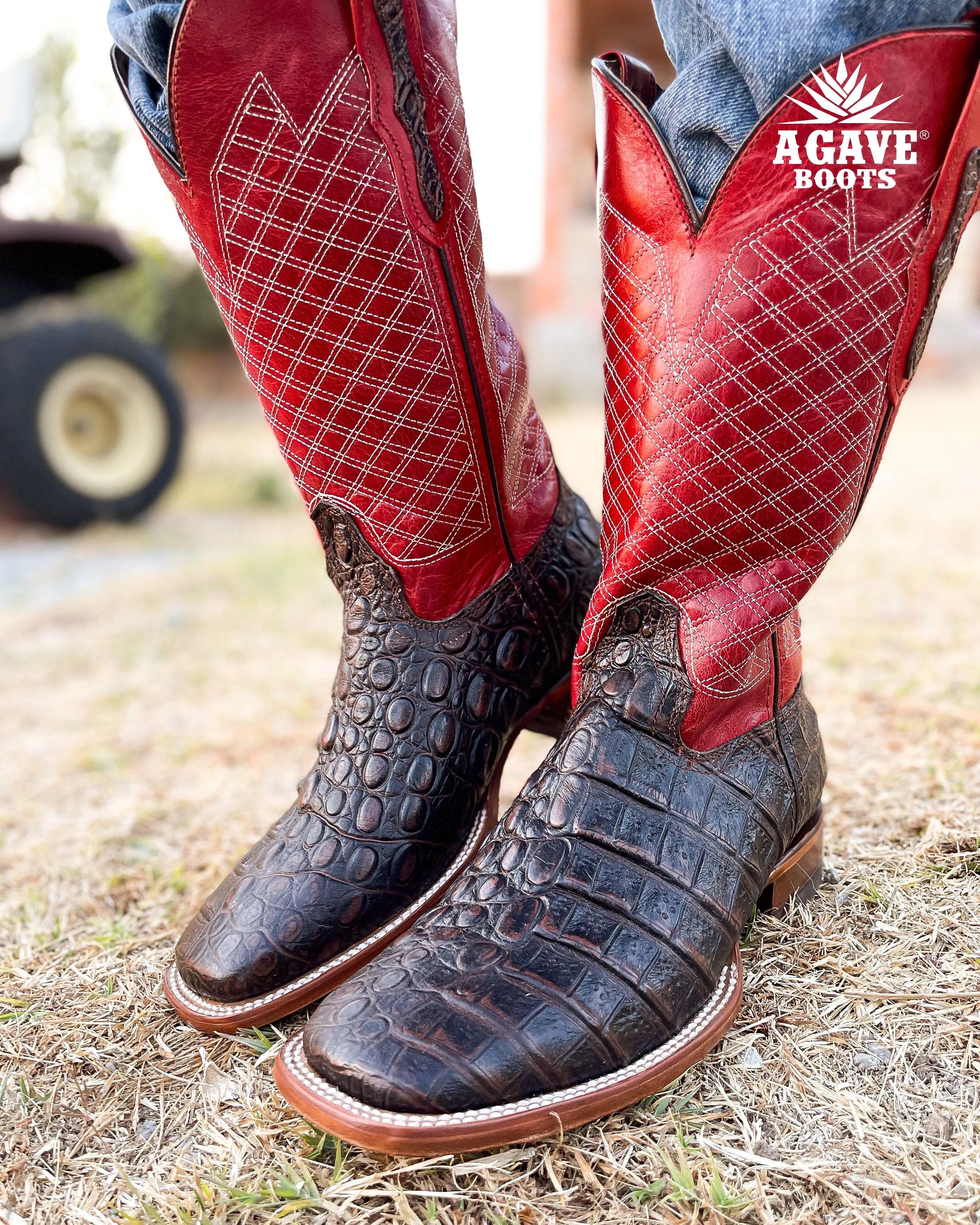 "RED" CAIMAN | MEN SQUARE TOE BOOTS