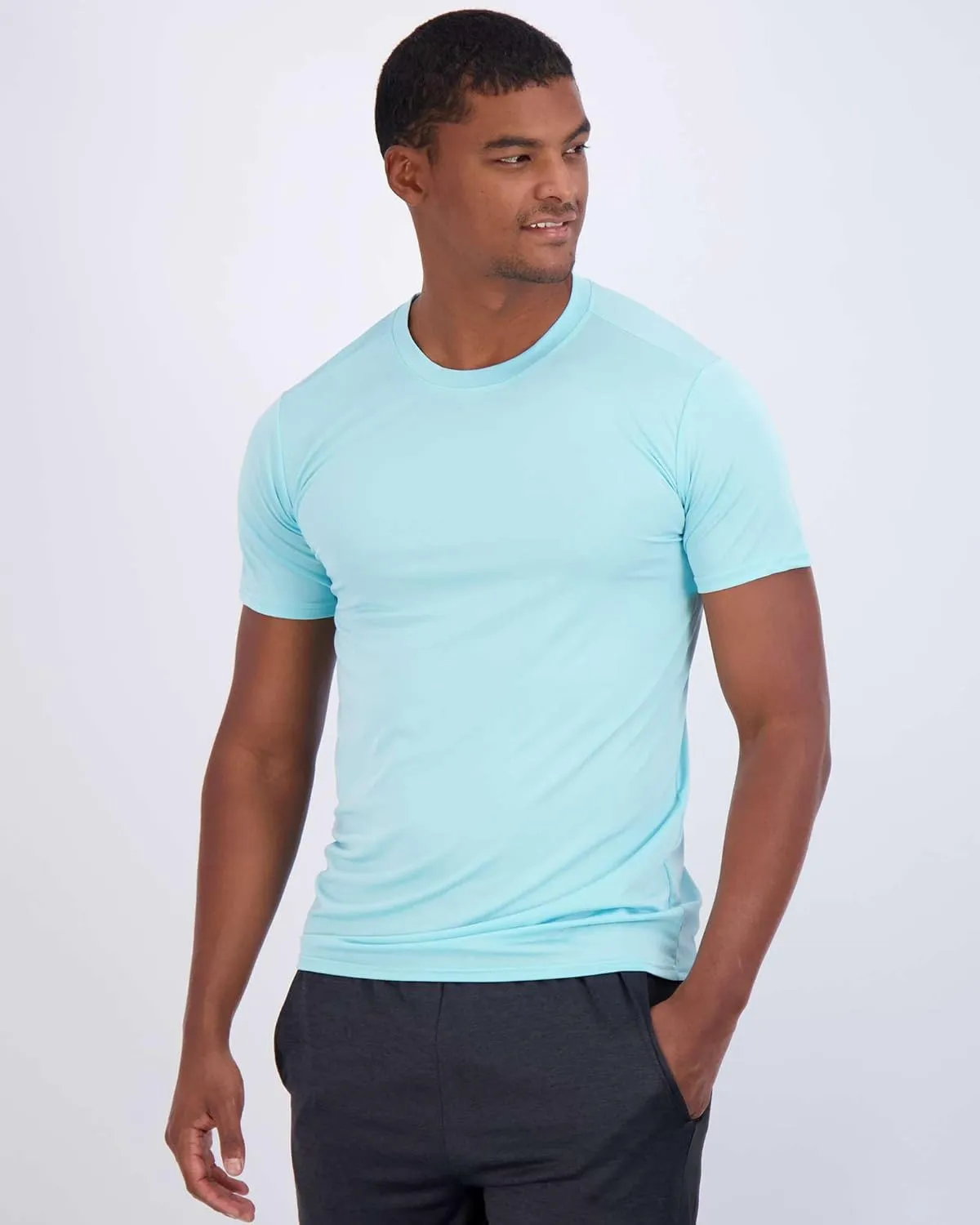 Real Essentials 5 Pack: Men??s Short Sleeve Dry Fit Active Crew Neck T Shirt - Athletic Running Gym Workout Tee Tops