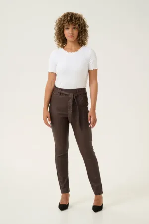 REMOVABLE BELT BROWN WAXED ANKLE PANT