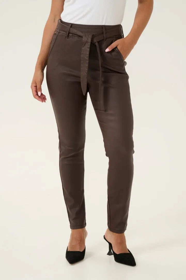 REMOVABLE BELT BROWN WAXED ANKLE PANT