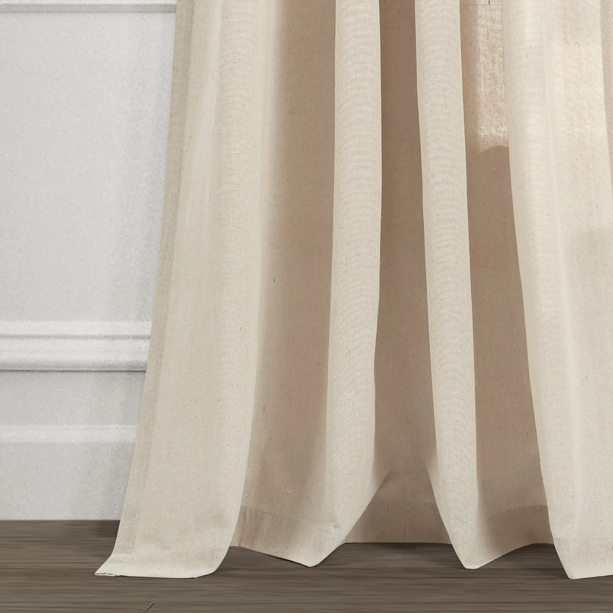 Ruched Waterfall Faux Linen Window Curtain Panel