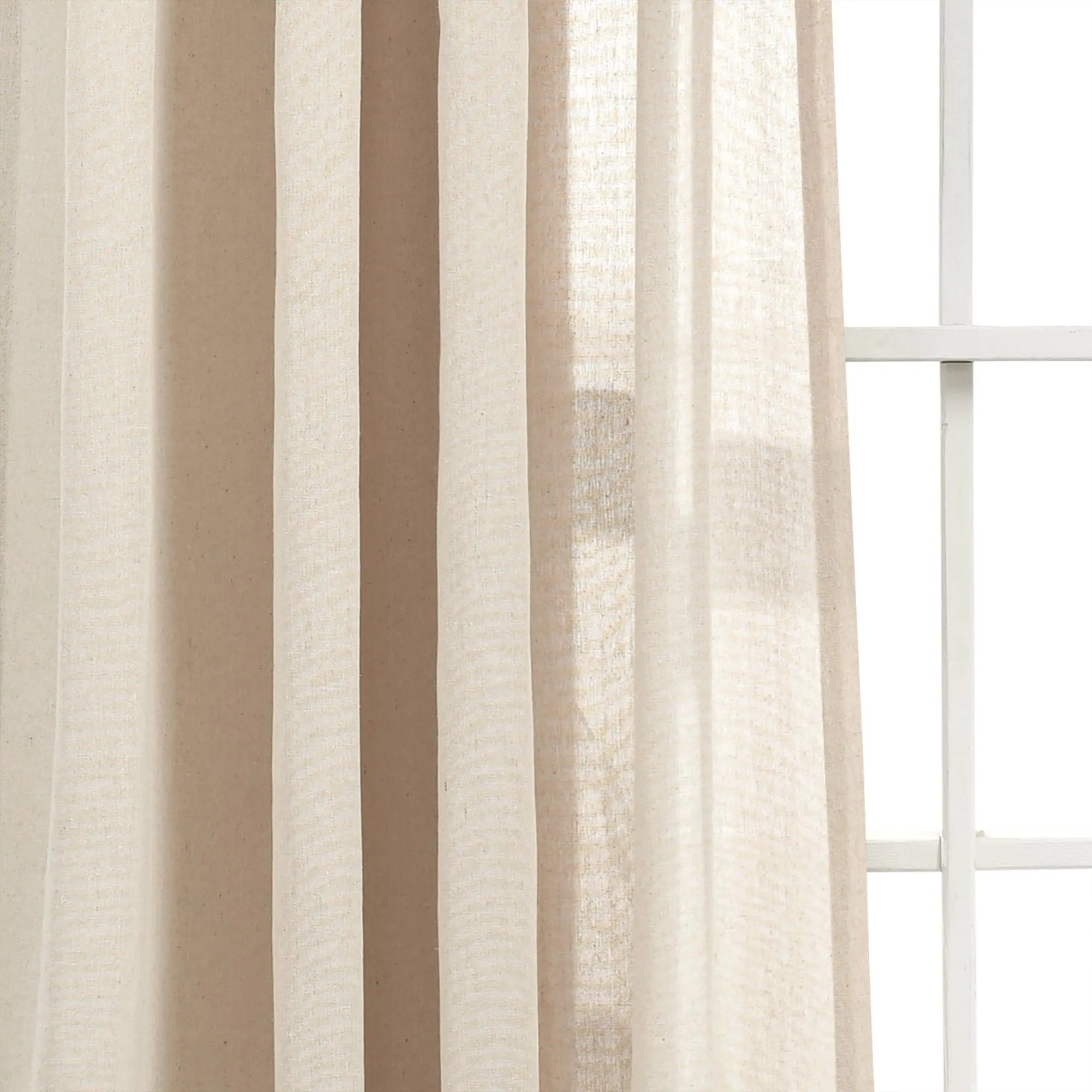 Ruched Waterfall Faux Linen Window Curtain Panel
