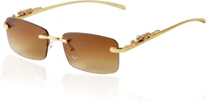 SDINM Rimless Sunglasses for Men Women Fashion Small Narrow Rectangle Sun Glasses Shades 90s Eyewear