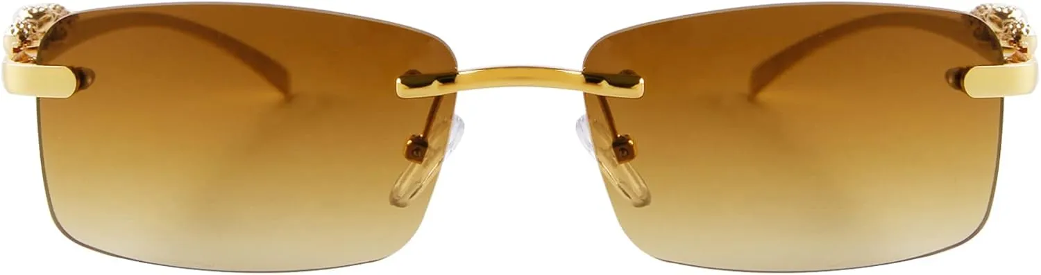 SDINM Rimless Sunglasses for Men Women Fashion Small Narrow Rectangle Sun Glasses Shades 90s Eyewear