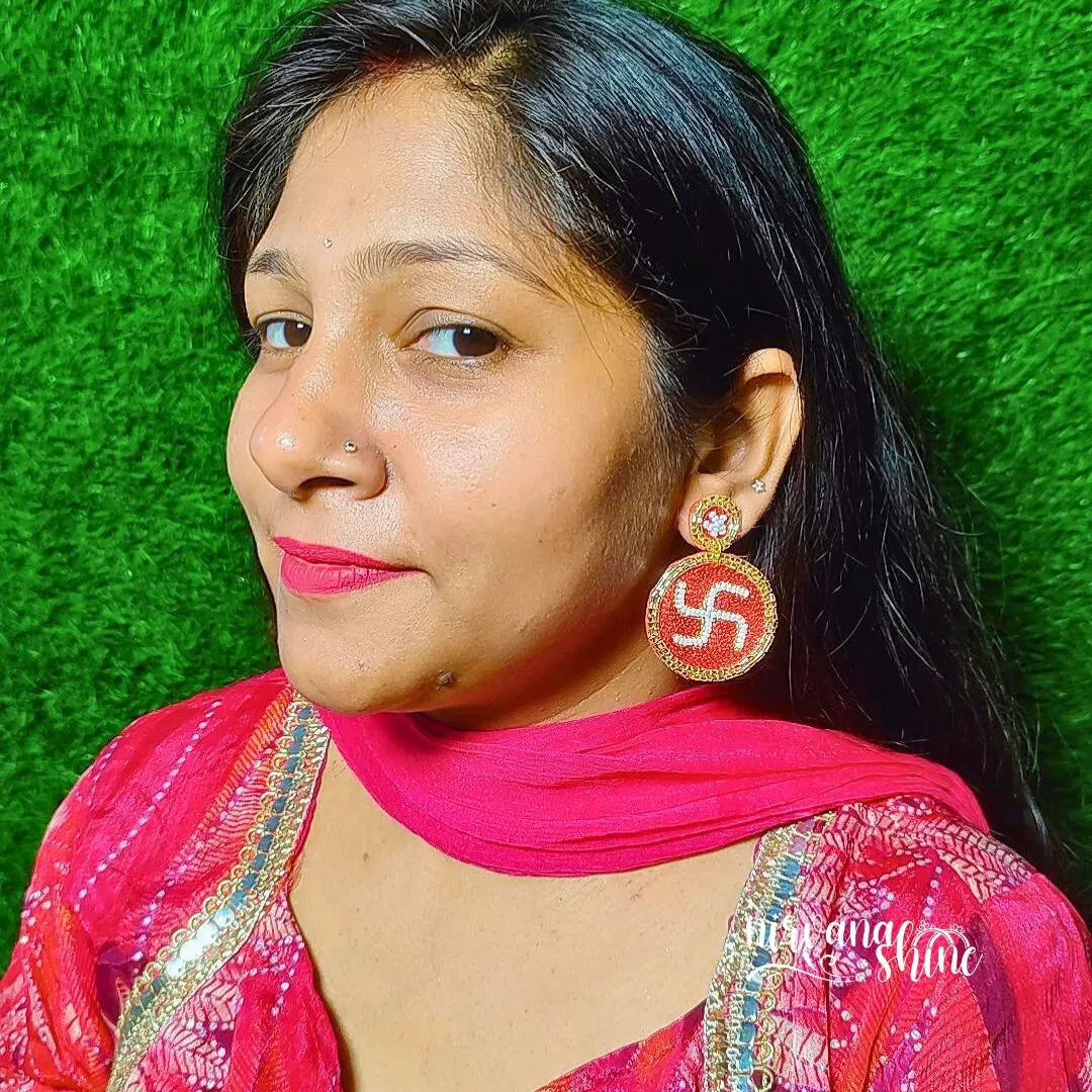 Shubh Swastik Handmade Earrings