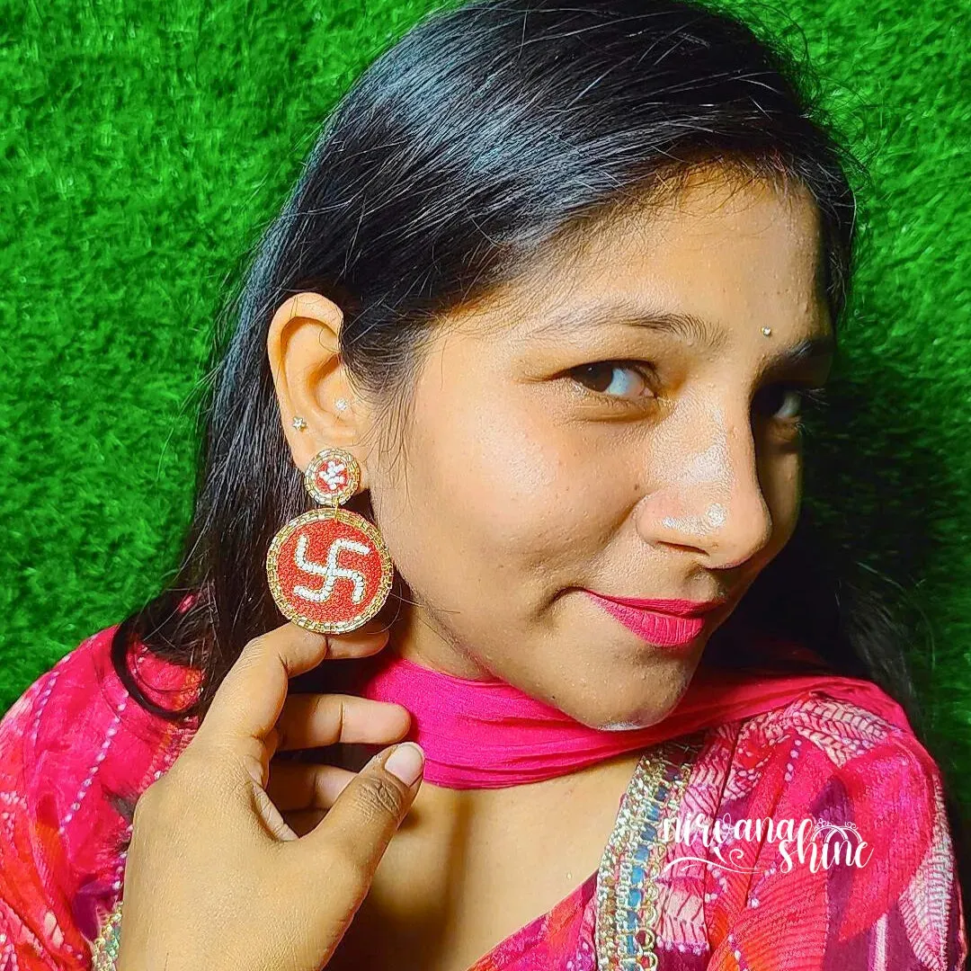 Shubh Swastik Handmade Earrings