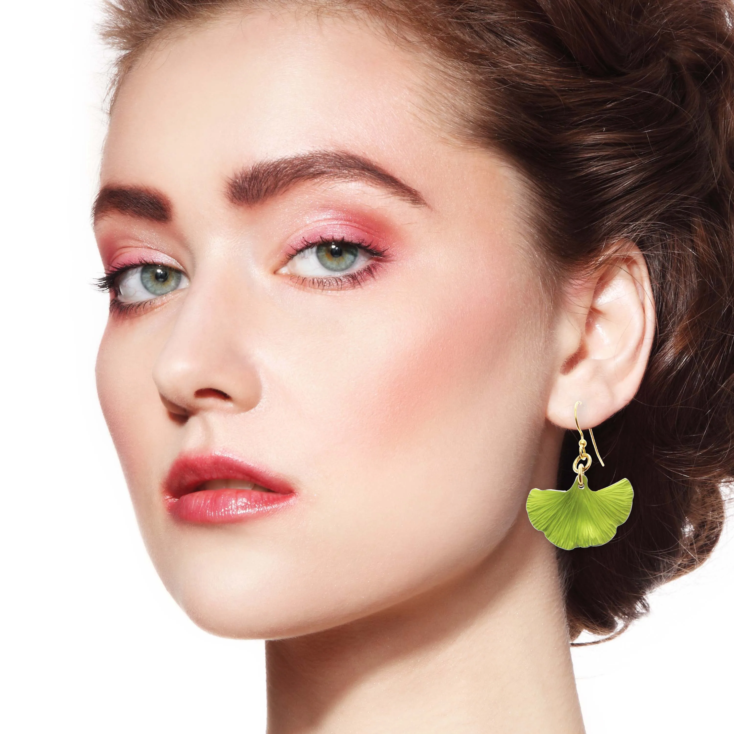 Small Ginkgo Leaf Anodized Aluminum Sour Candy Apple Earrings