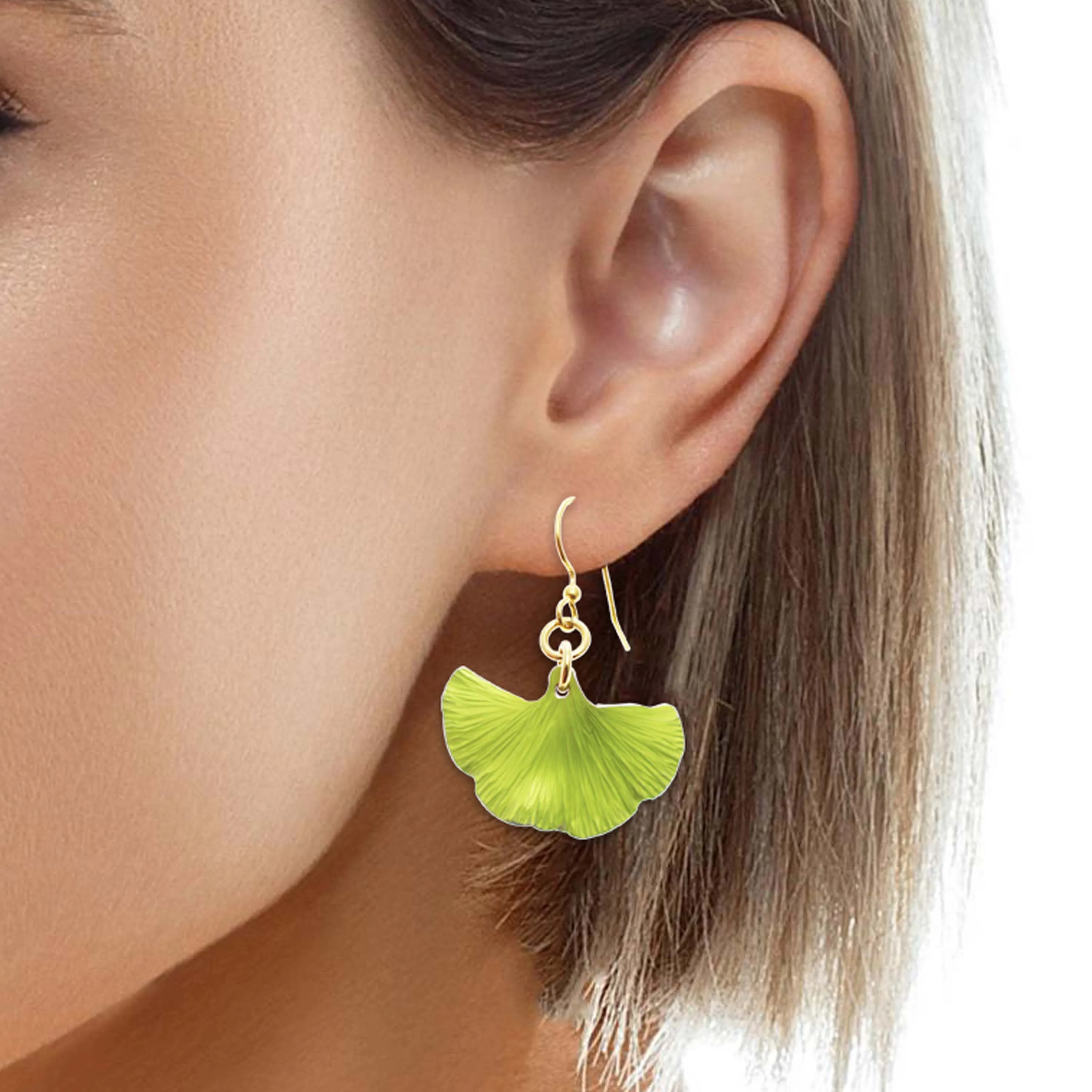 Small Ginkgo Leaf Anodized Aluminum Sour Candy Apple Earrings