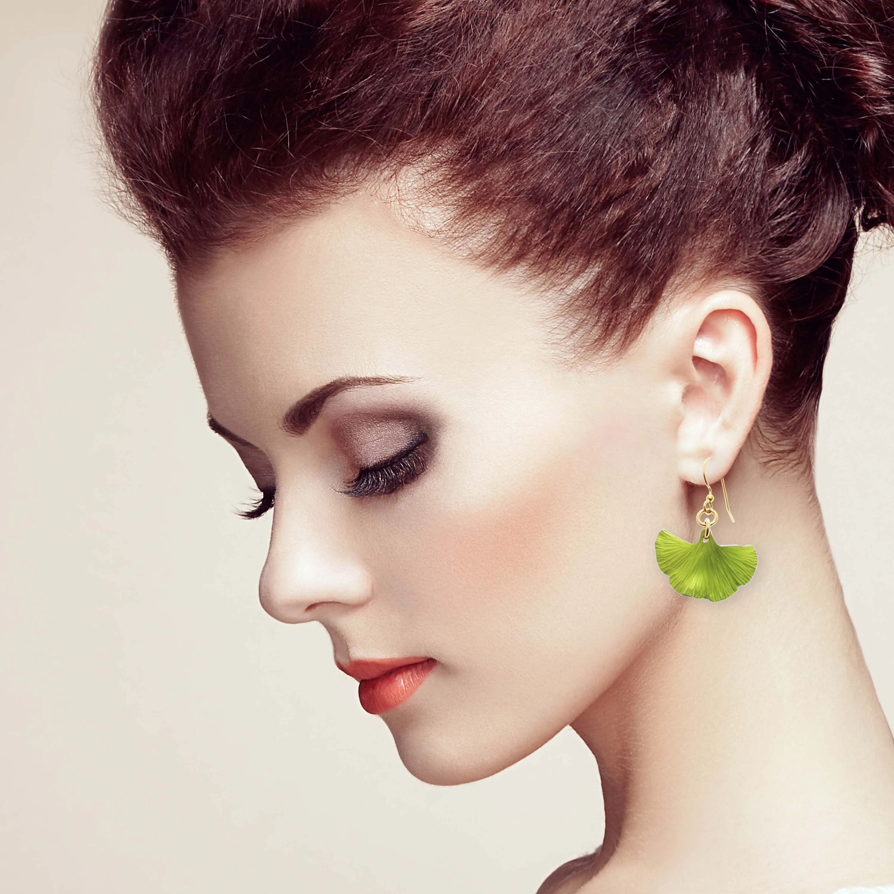 Small Ginkgo Leaf Anodized Aluminum Sour Candy Apple Earrings