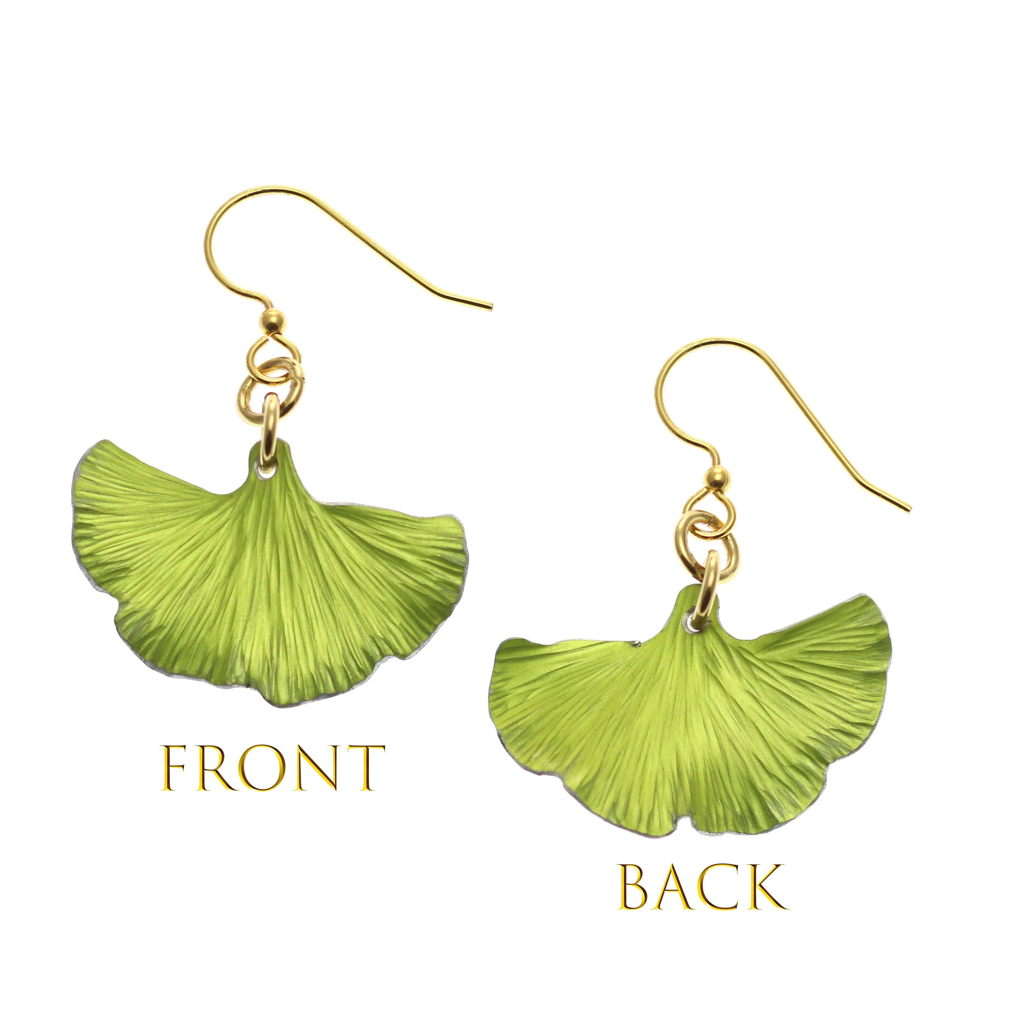 Small Ginkgo Leaf Anodized Aluminum Sour Candy Apple Earrings