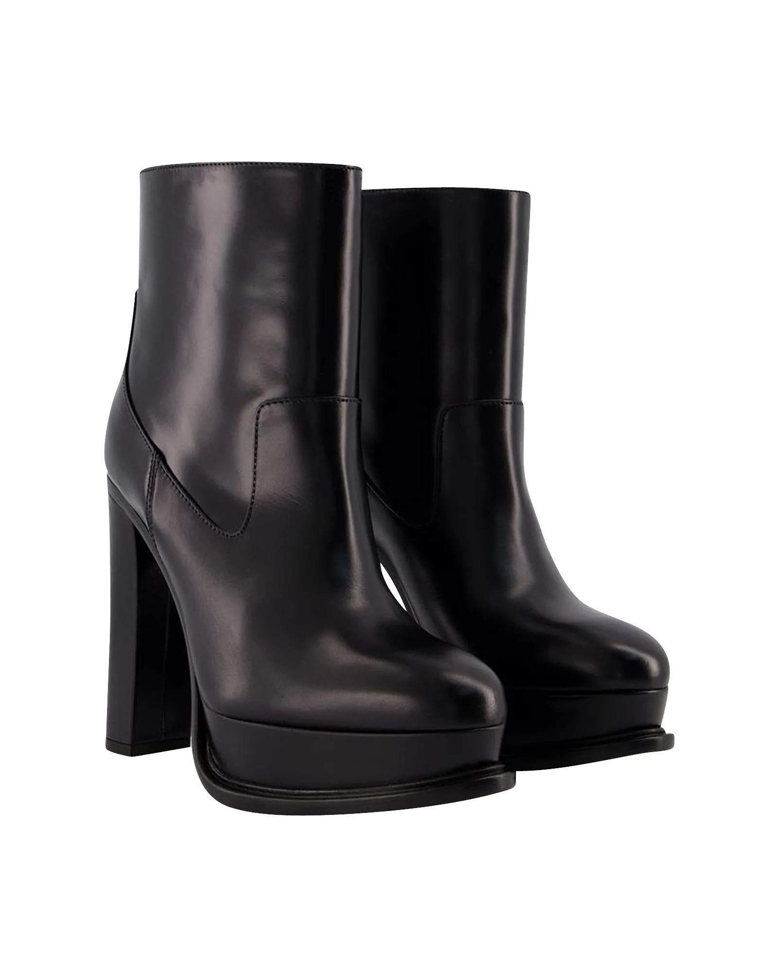 Smooth Leather Ankle Boots with Side Zip Closure