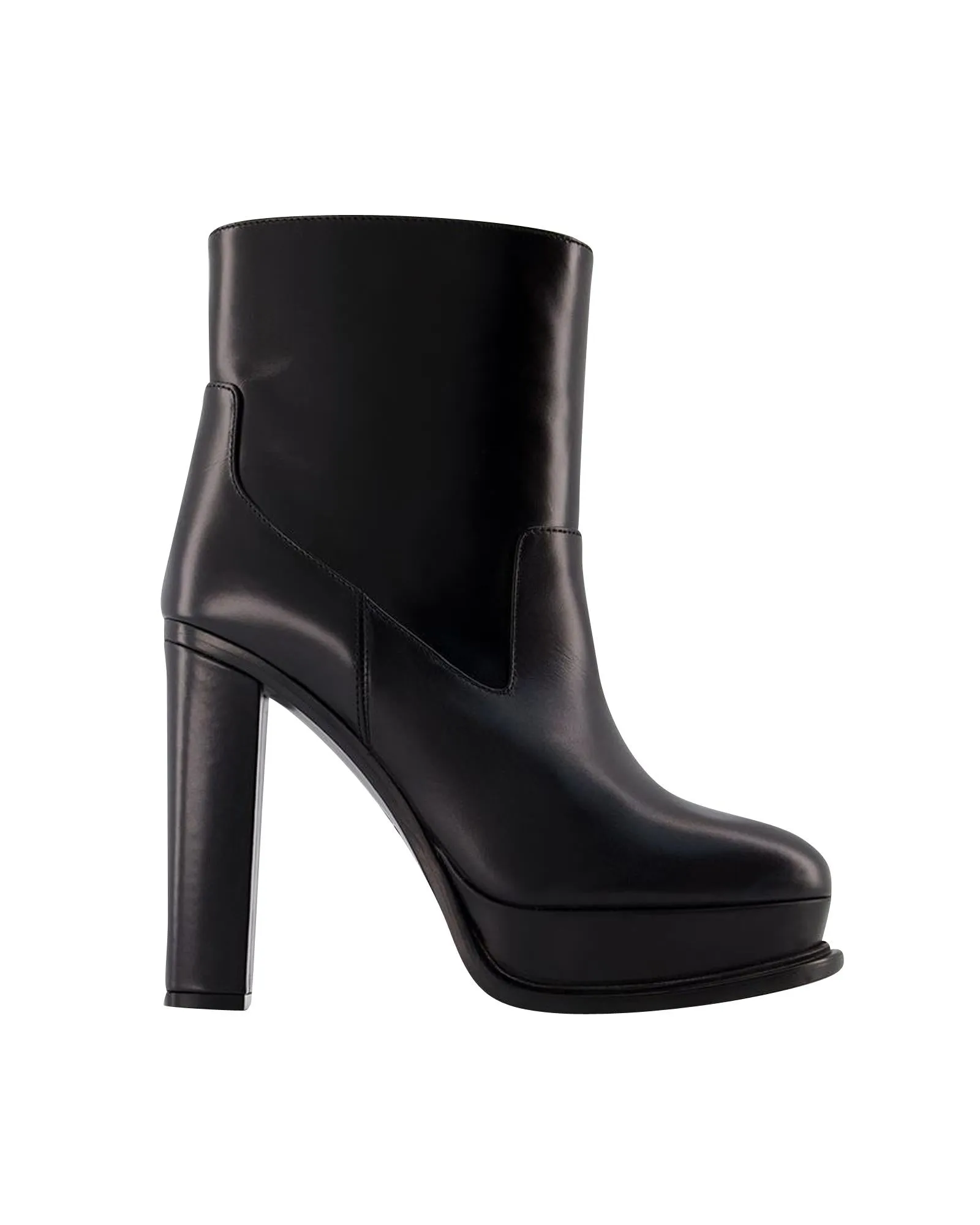 Smooth Leather Ankle Boots with Side Zip Closure