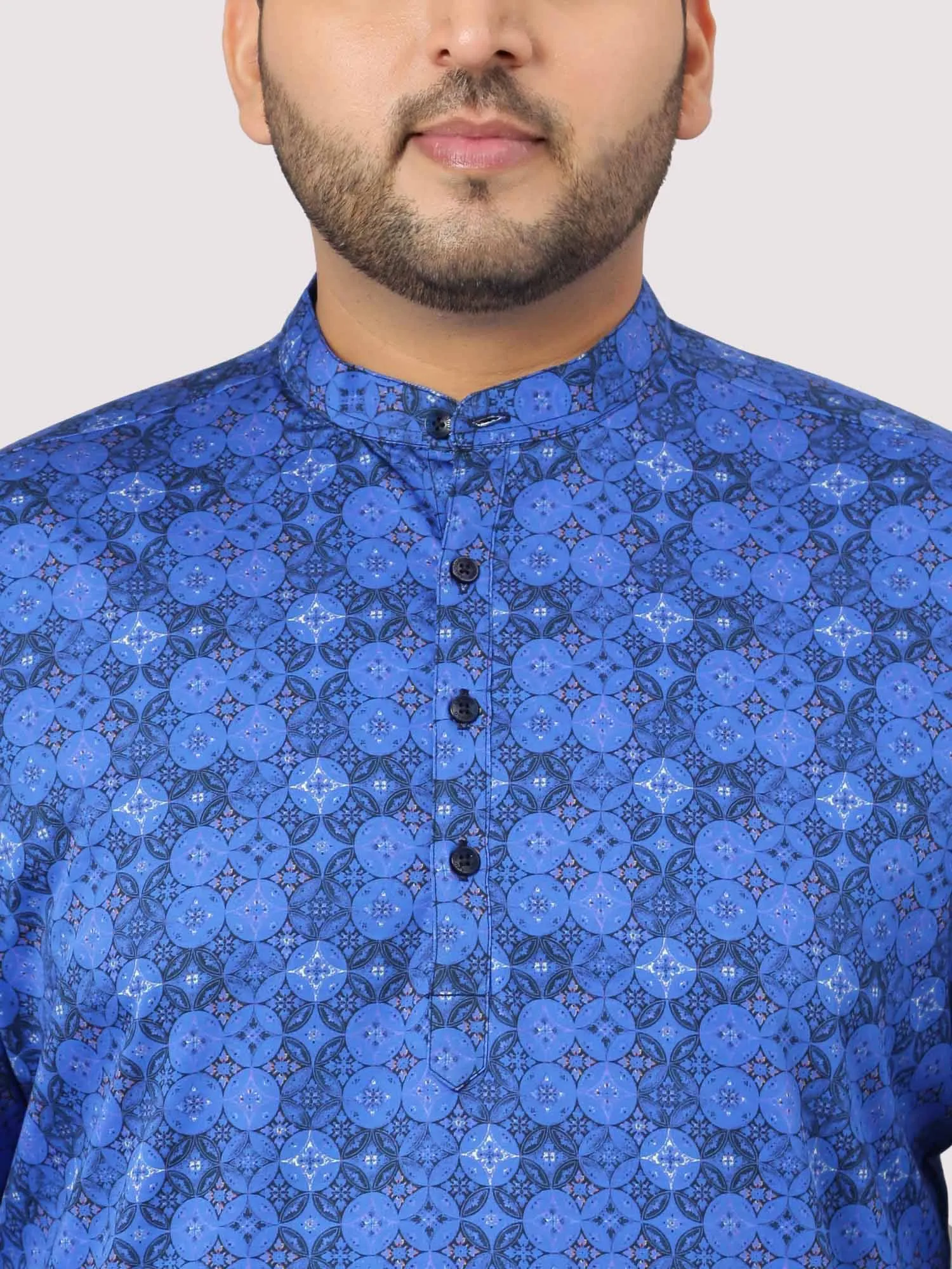 The Radiant Blue Stary Printed Kurta Men's Plus Size