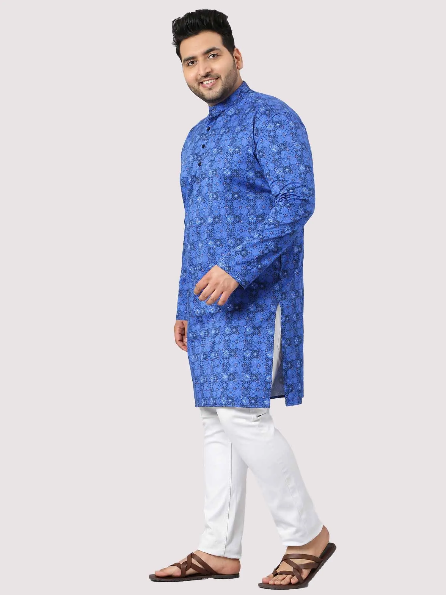 The Radiant Blue Stary Printed Kurta Men's Plus Size
