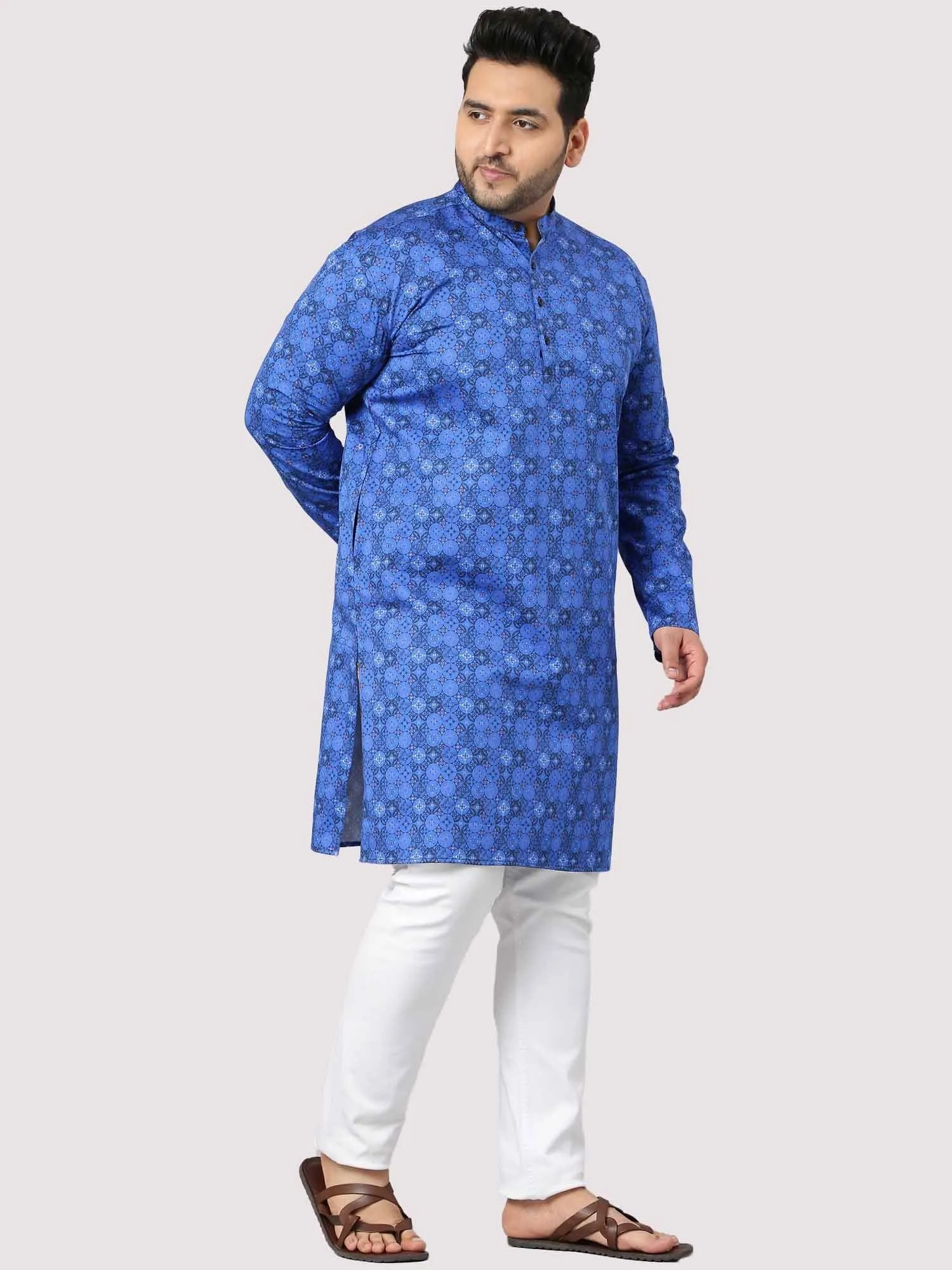 The Radiant Blue Stary Printed Kurta Men's Plus Size